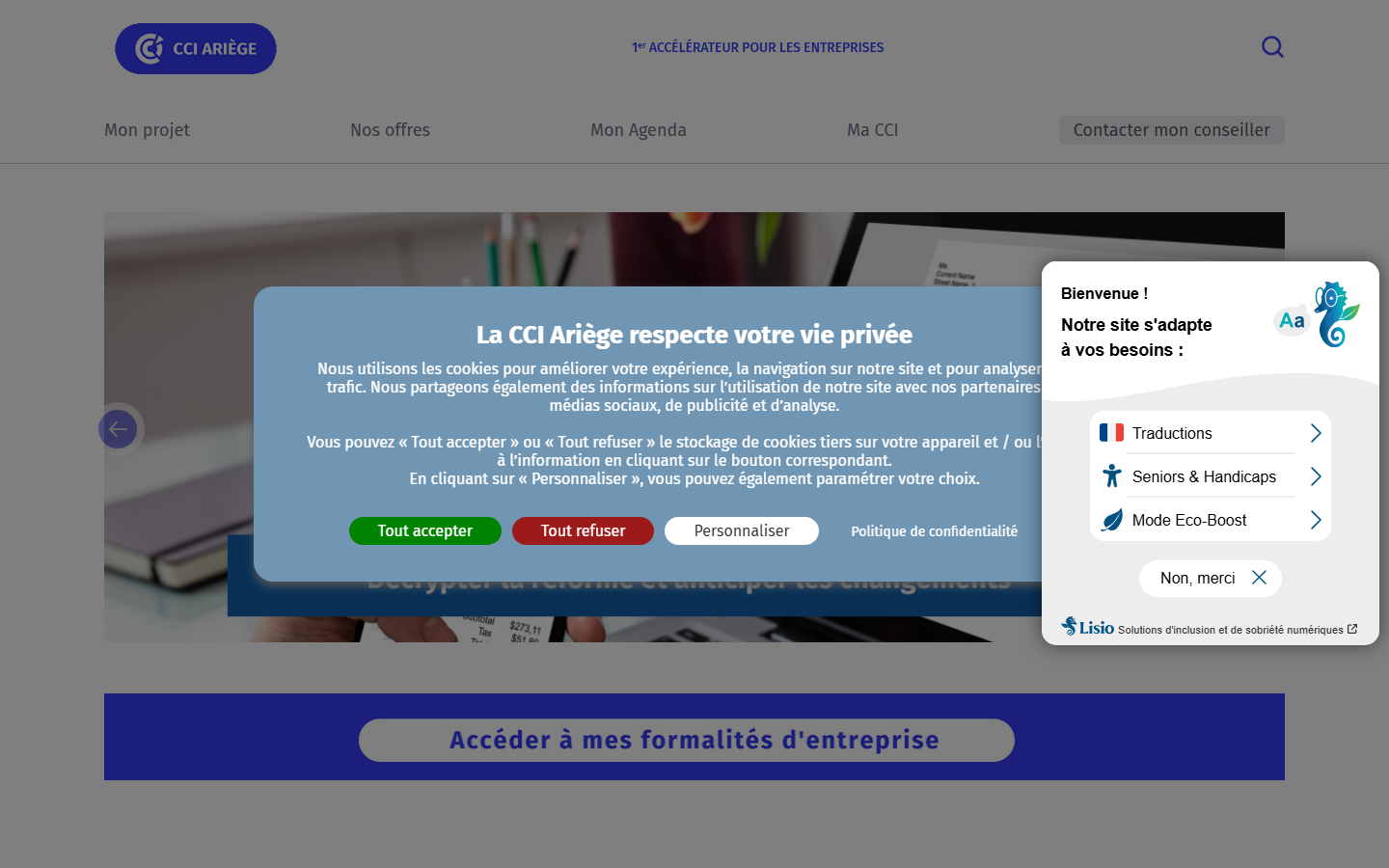 Aperçu du site de Chambre de commerce et d'industrie Ariege