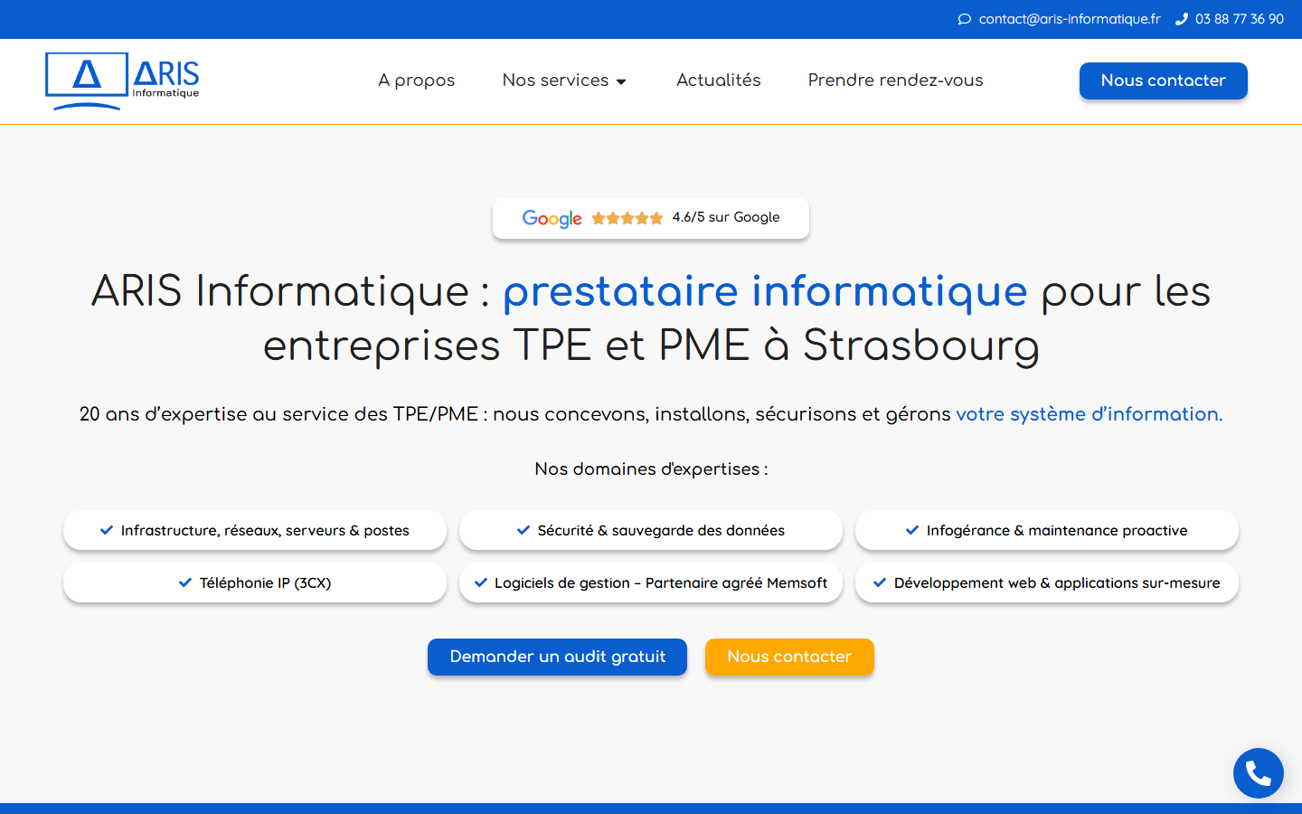 Aperçu du site de ARIS INFORMATIQUE