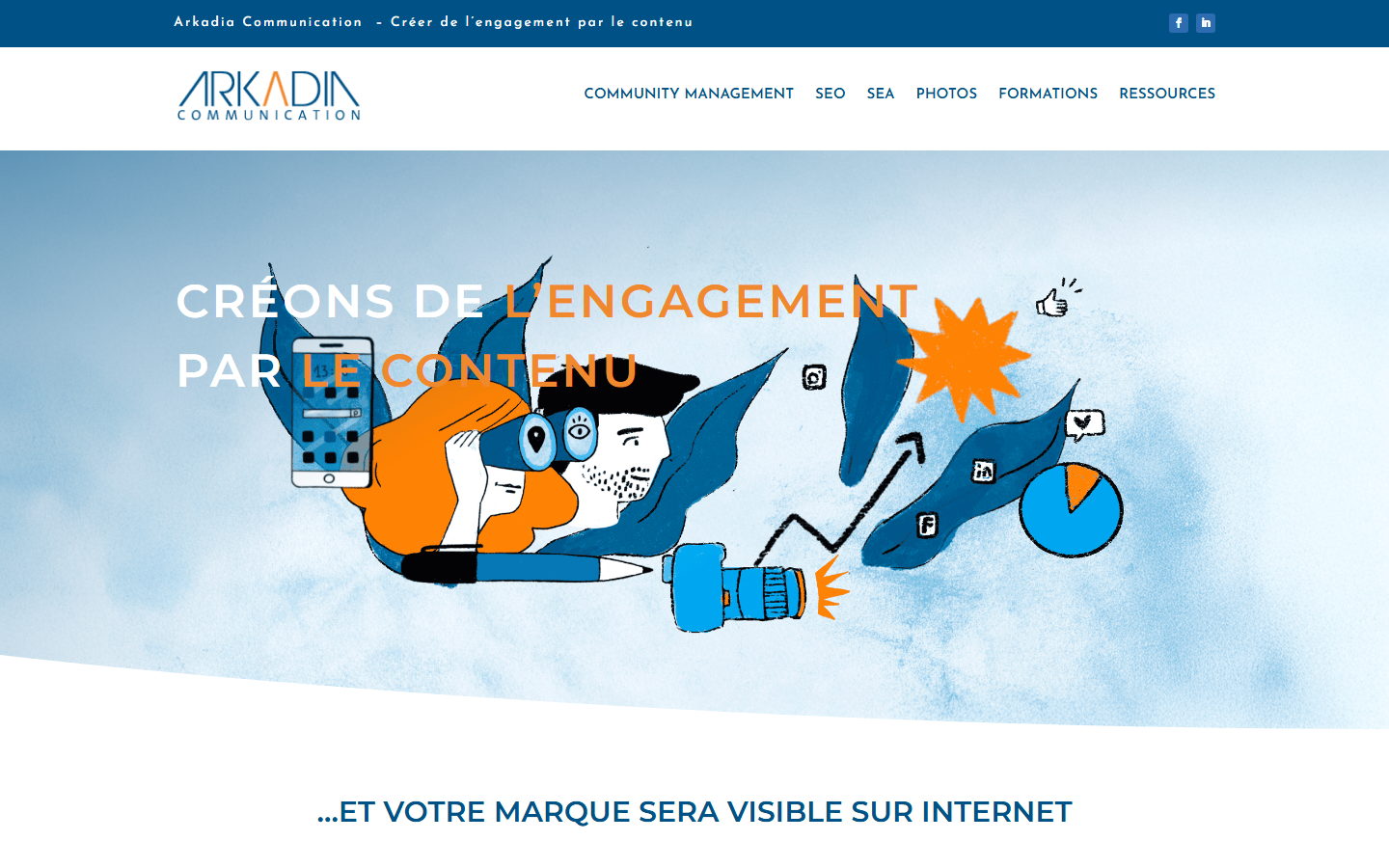 Aperçu du site de Arkadia Communication