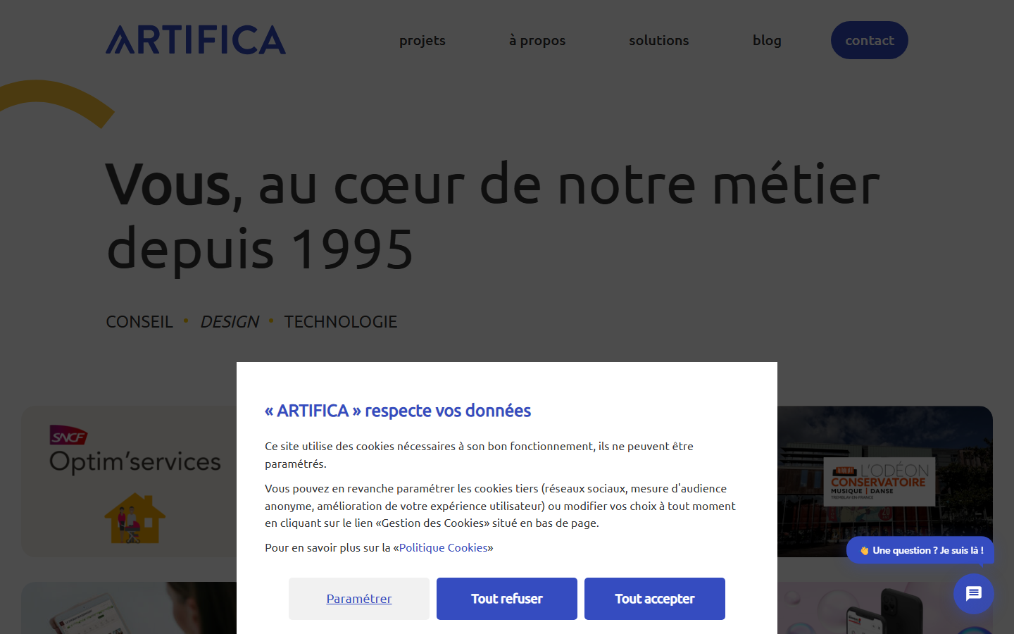Aperçu du site de Artifica