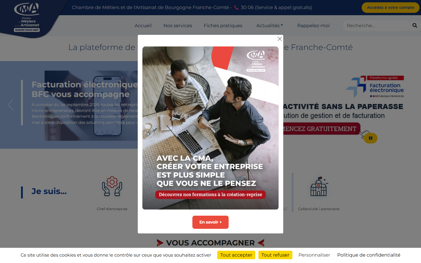 Aperçu du site de CHAMBRE DE METIERS ET DE L'ARTISANAT DE REGION BOURGOGNE FRANCHE-COMTE