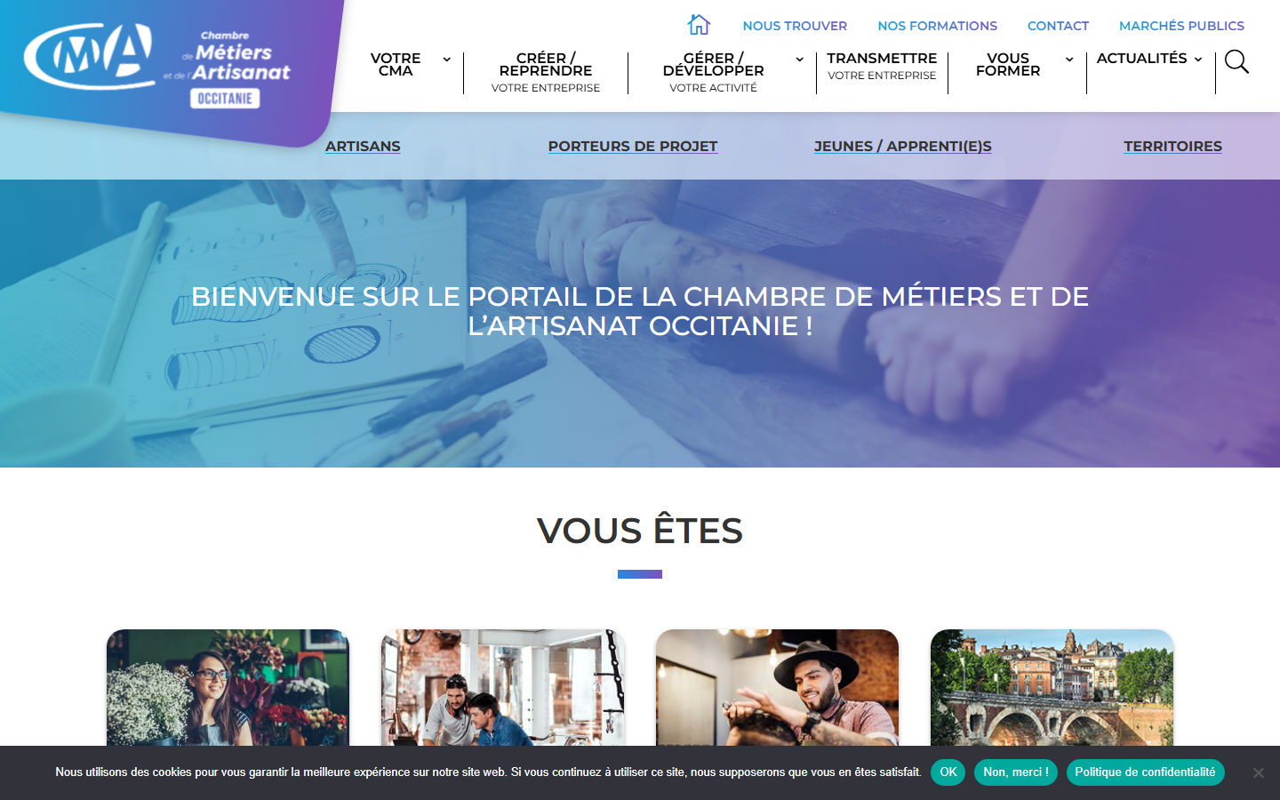 Aperçu du site de CHAMBRE DE METIERS ET DE L’ARTISANAT OCCITANIE