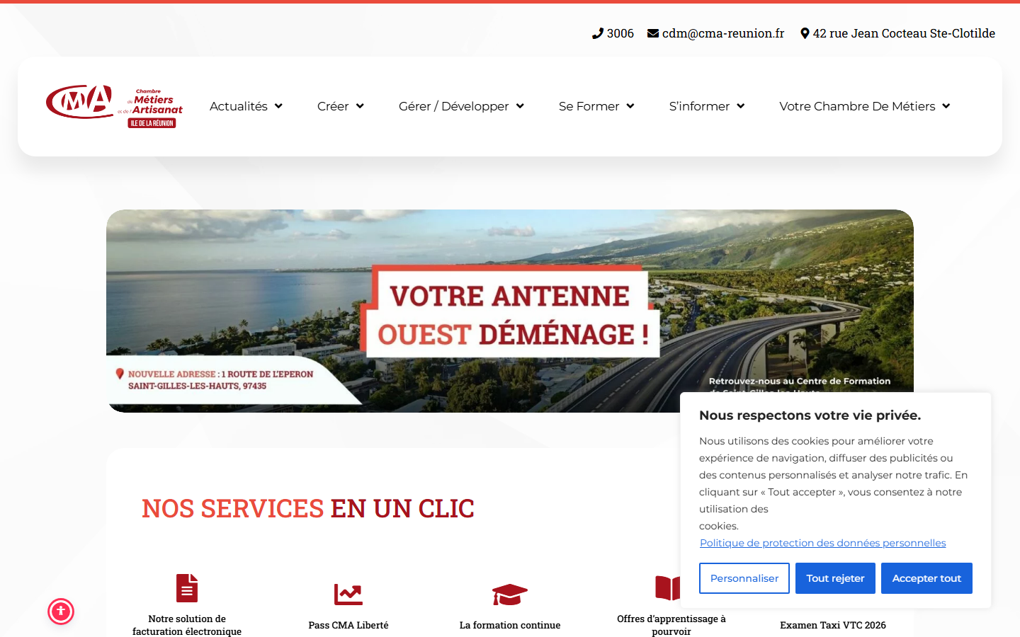 Aperçu du site de Chambre de Métiers et de l'Artisanat de La Réunion