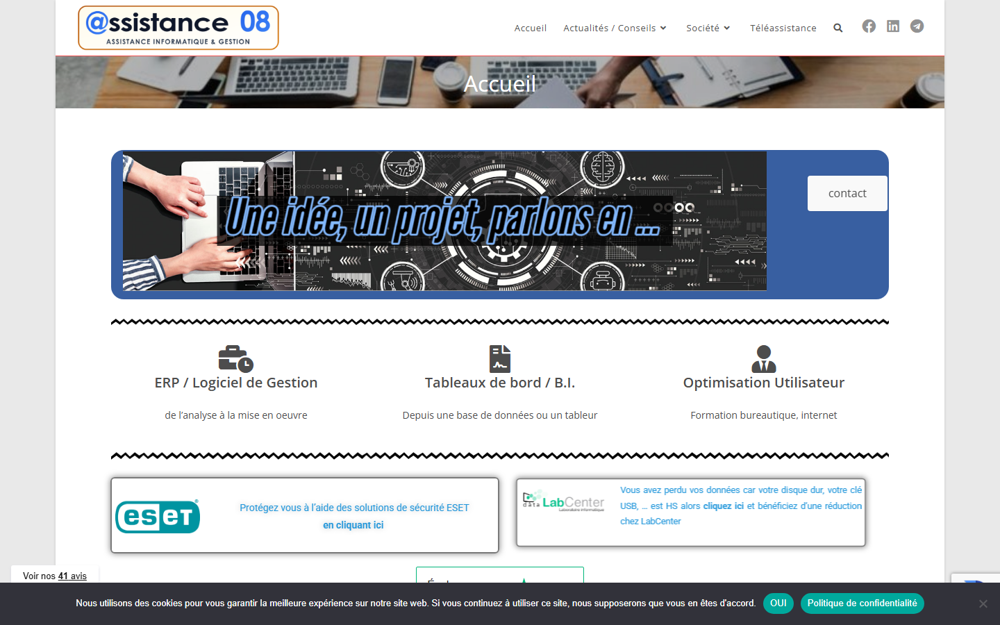 Aperçu du site de Assistance 08