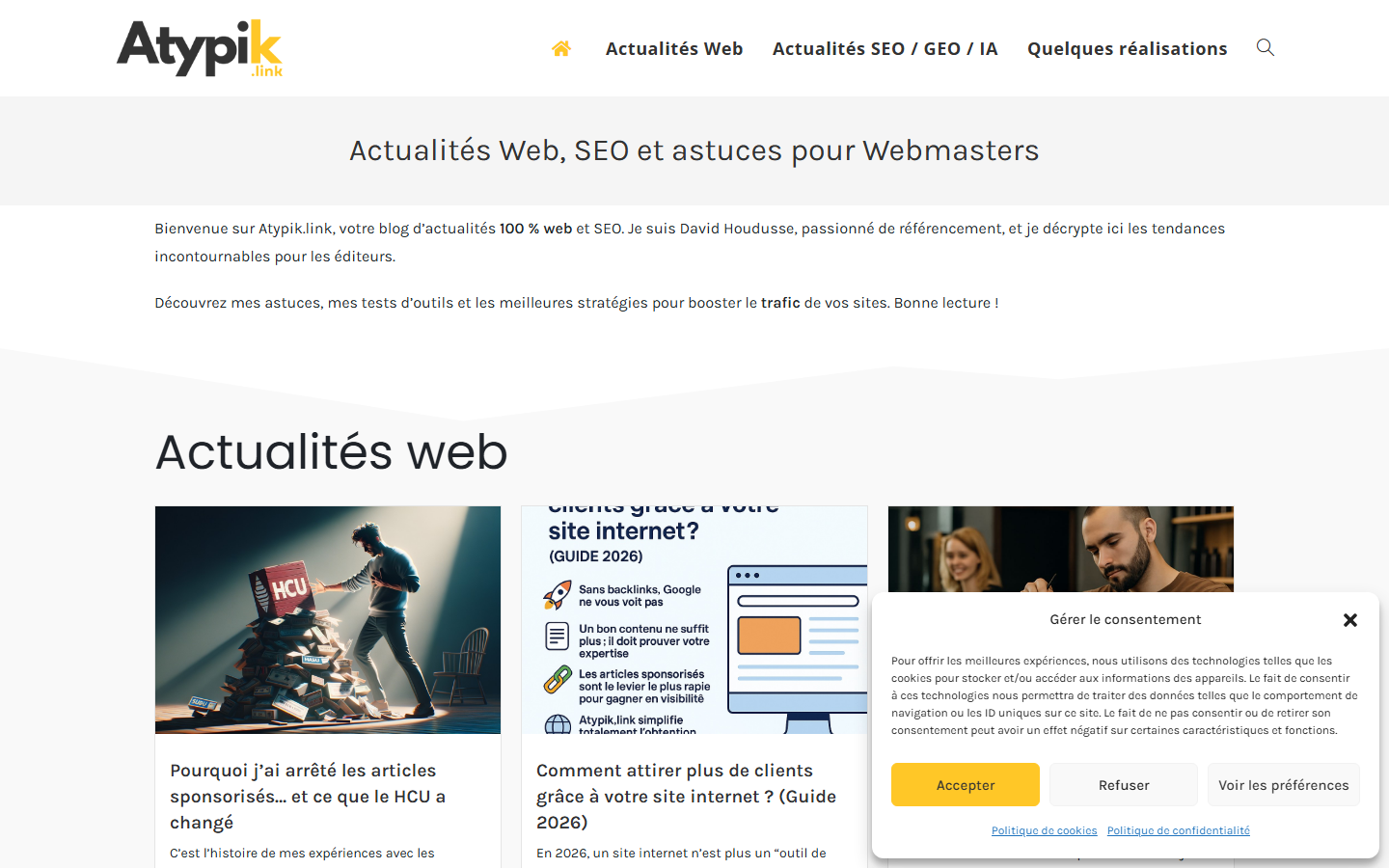 Aperçu du site de Agence Web Atypik.link