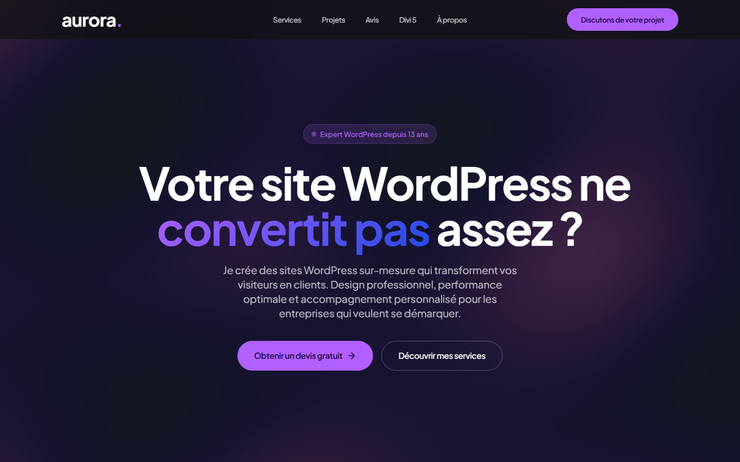 Aperçu du site de Aurora