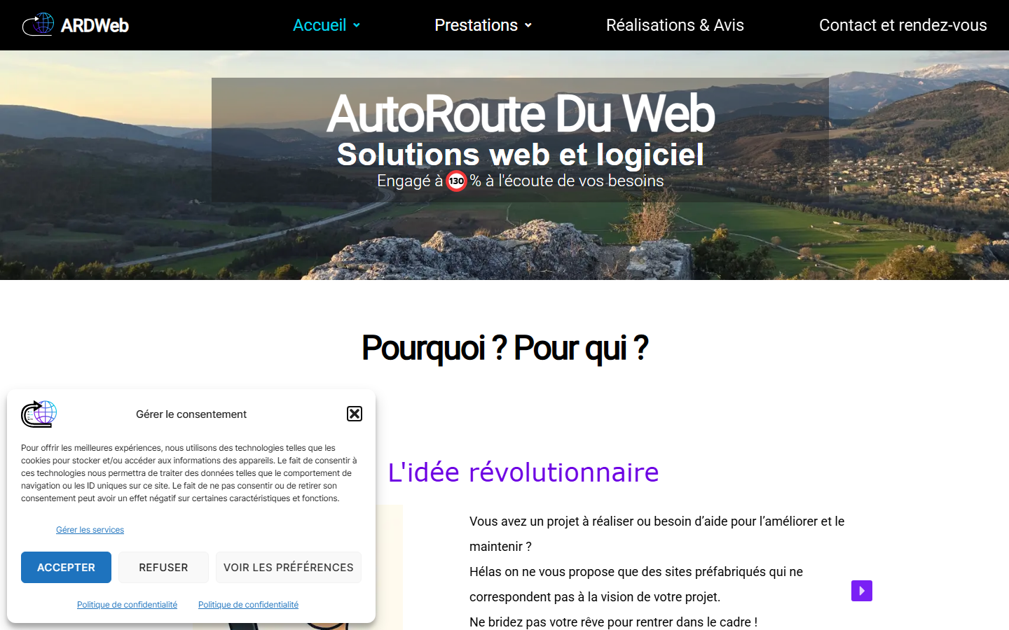 Aperçu du site de AutoRoute Du Web