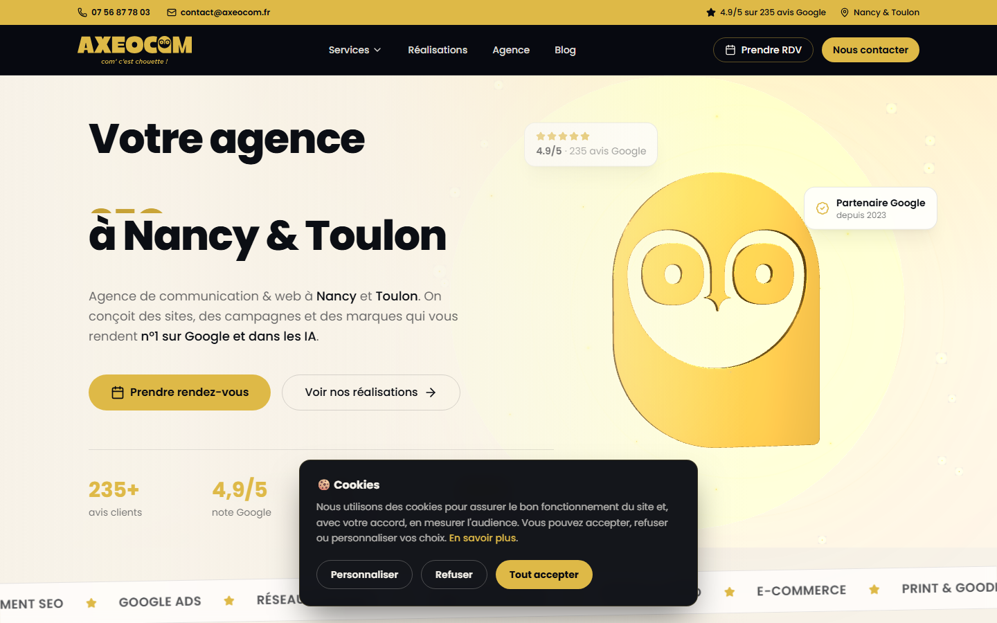 Aperçu du site de AXEO'COM