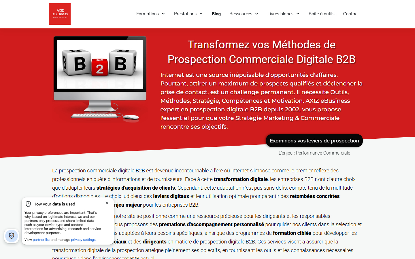 Aperçu du site de AXIZ EBUSINESS