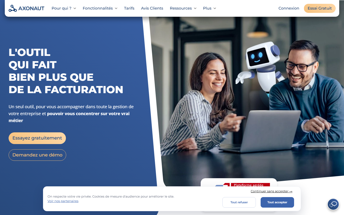 Aperçu du site de Axonaut
