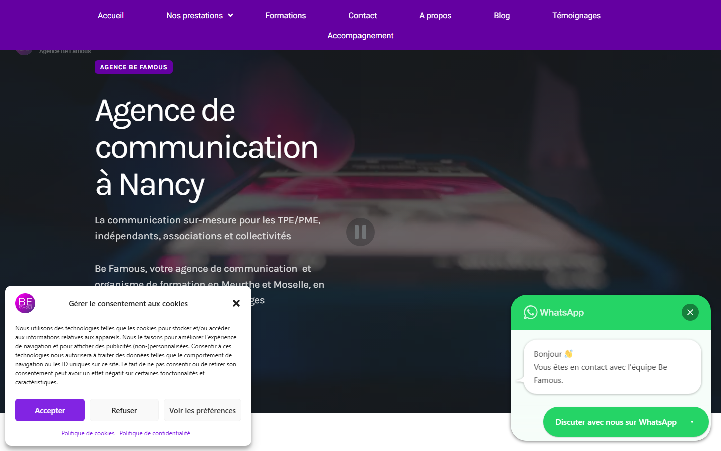 Aperçu du site de BE FAMOUS
