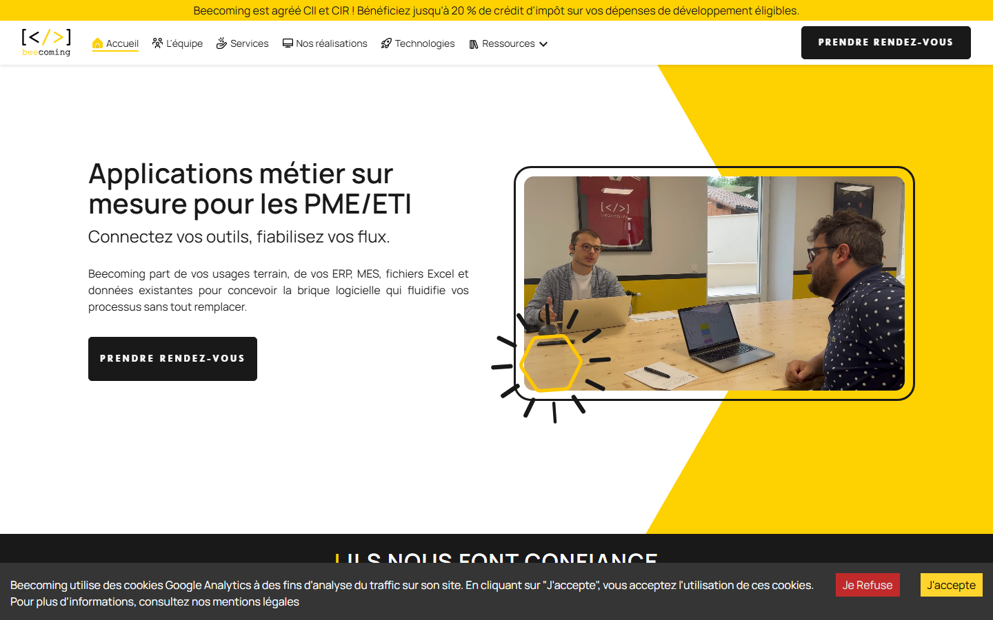 Aperçu du site de BEECOMING