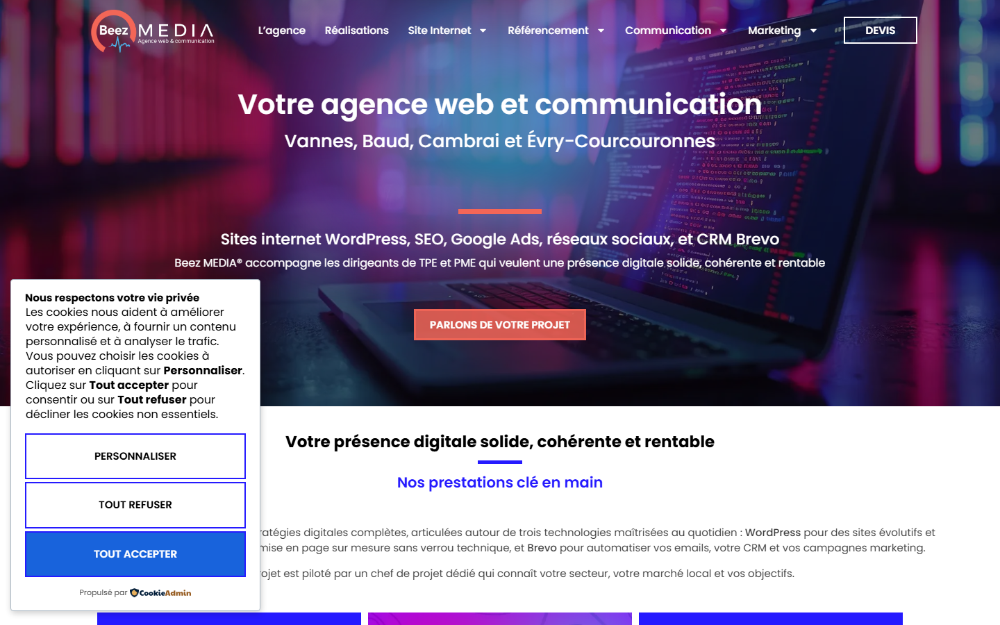 Aperçu du site de Beez MEDIA