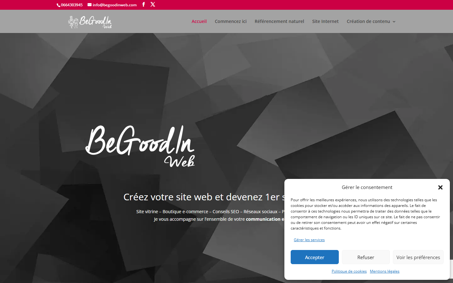 Aperçu du site de BE GOOD IN WEB