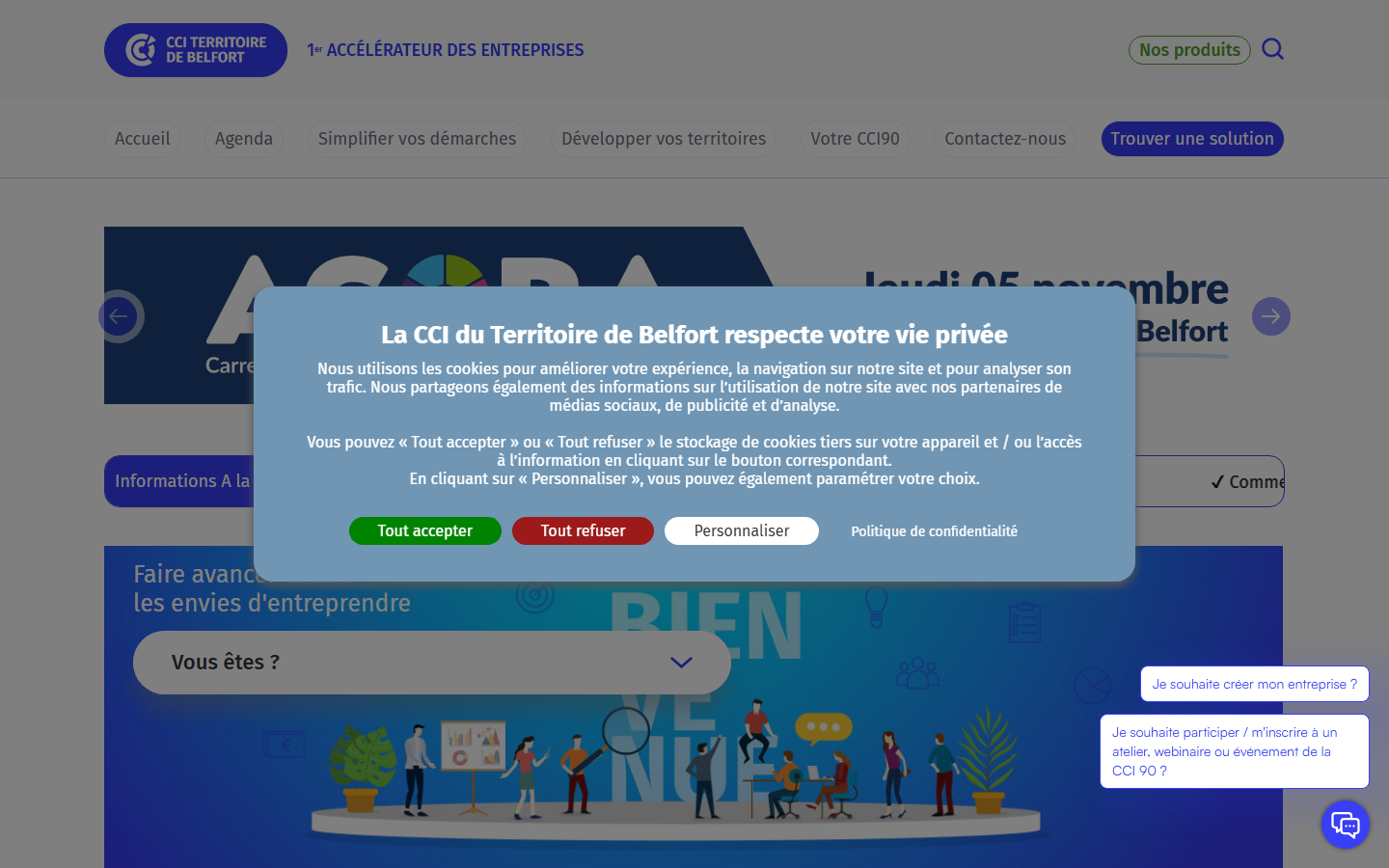 Aperçu du site de Chambre de Commerce et d'Industrie du Territoire de Belfort