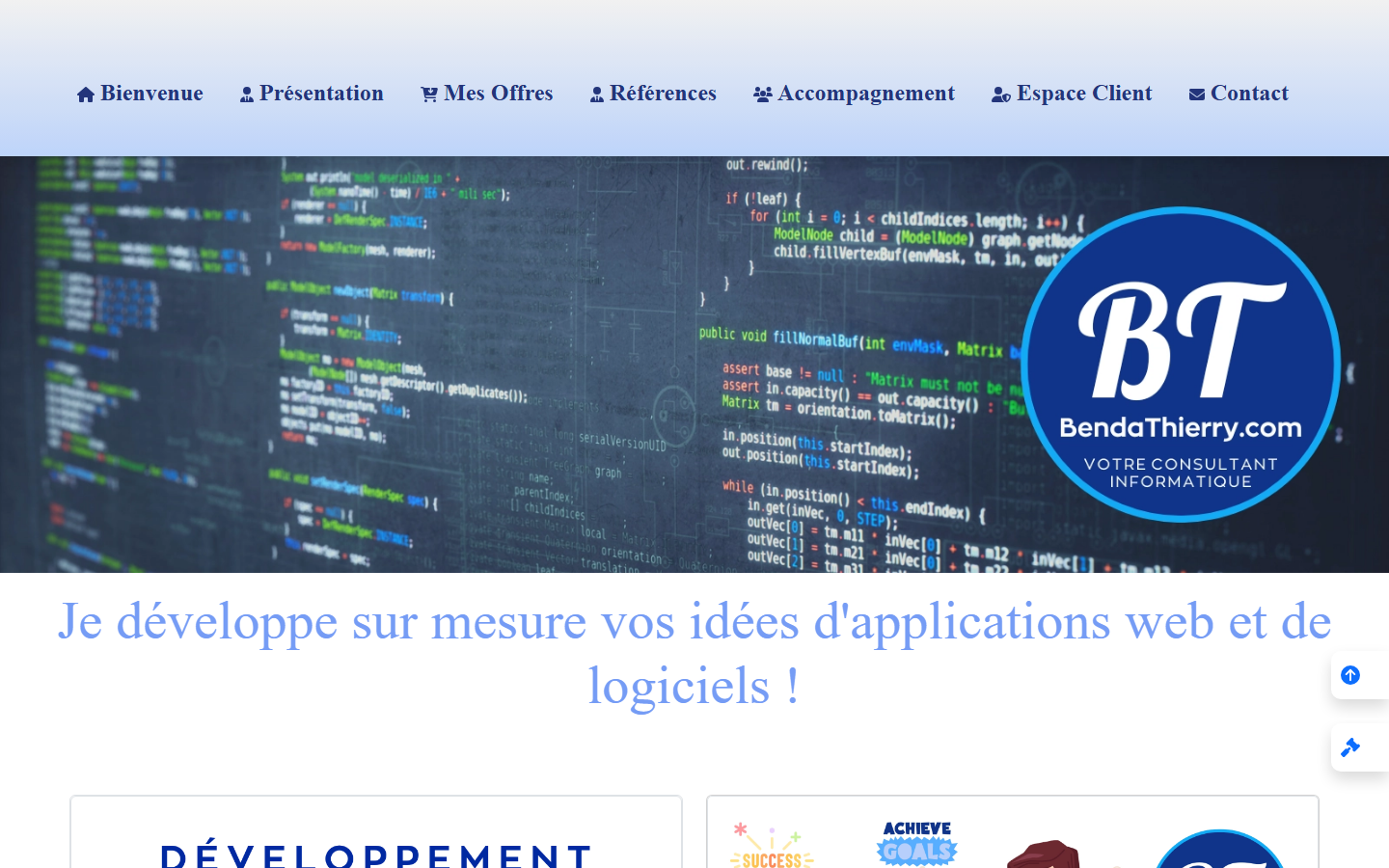 Aperçu du site de Benda Thierry