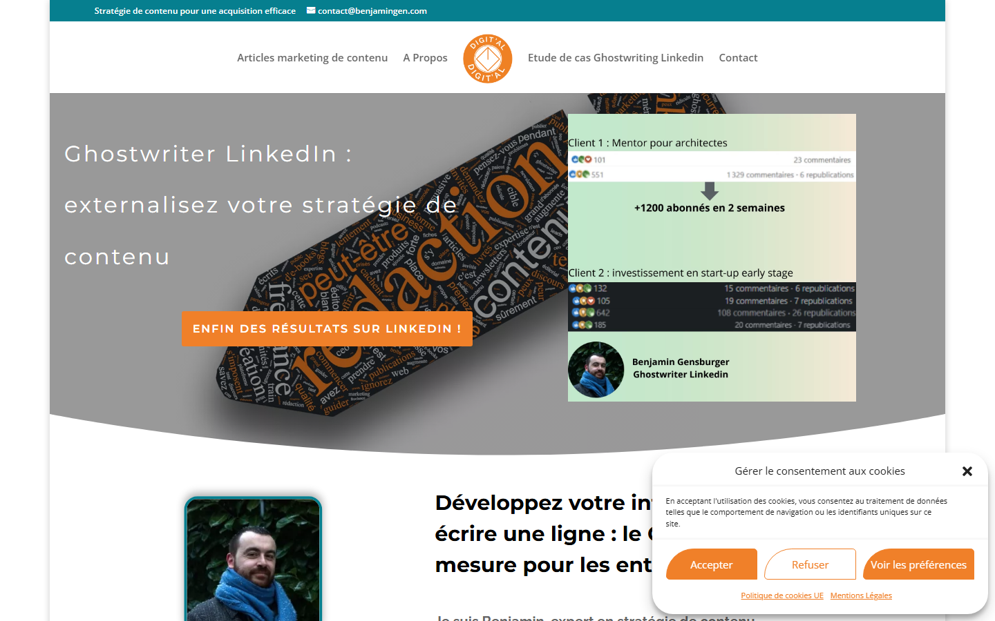 Aperçu du site de Benjamin Gensburger