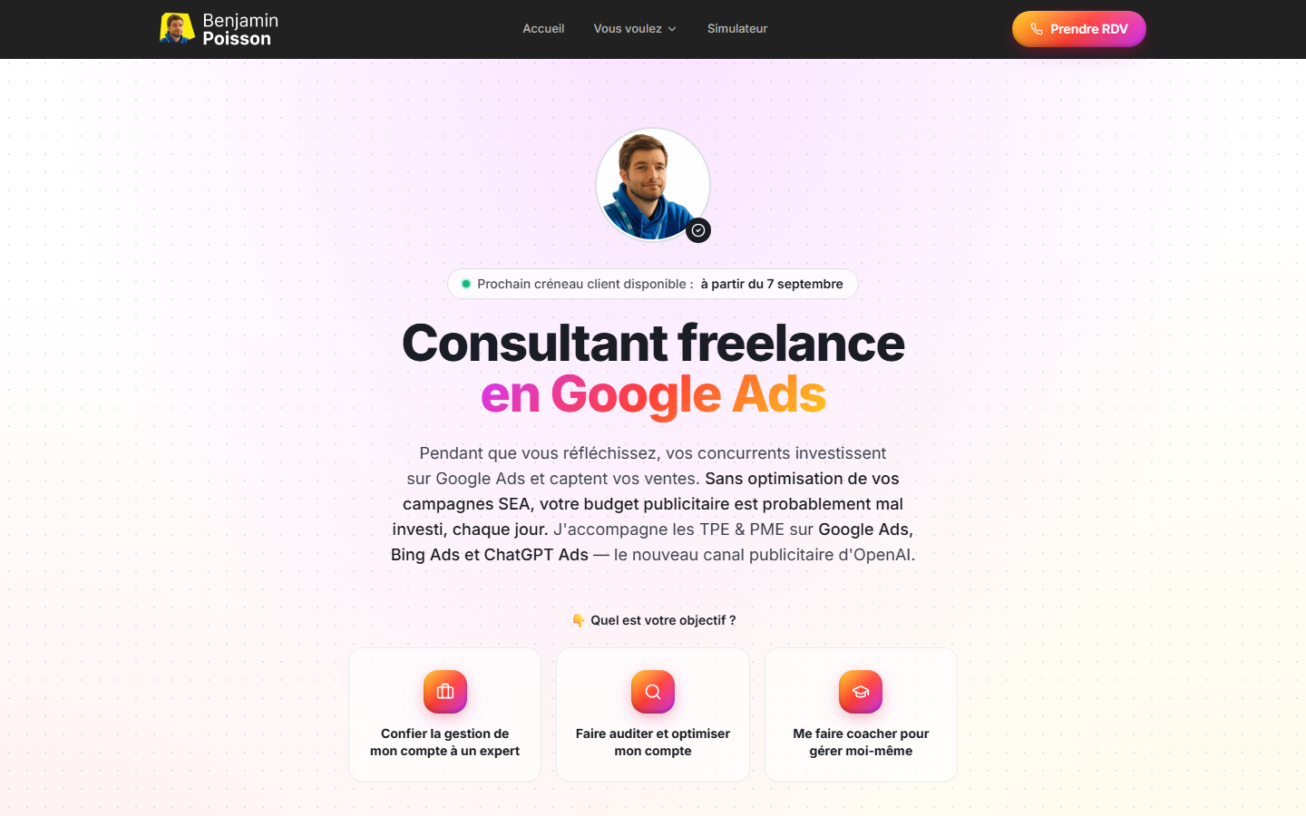 Aperçu du site de Benjamin Poisson