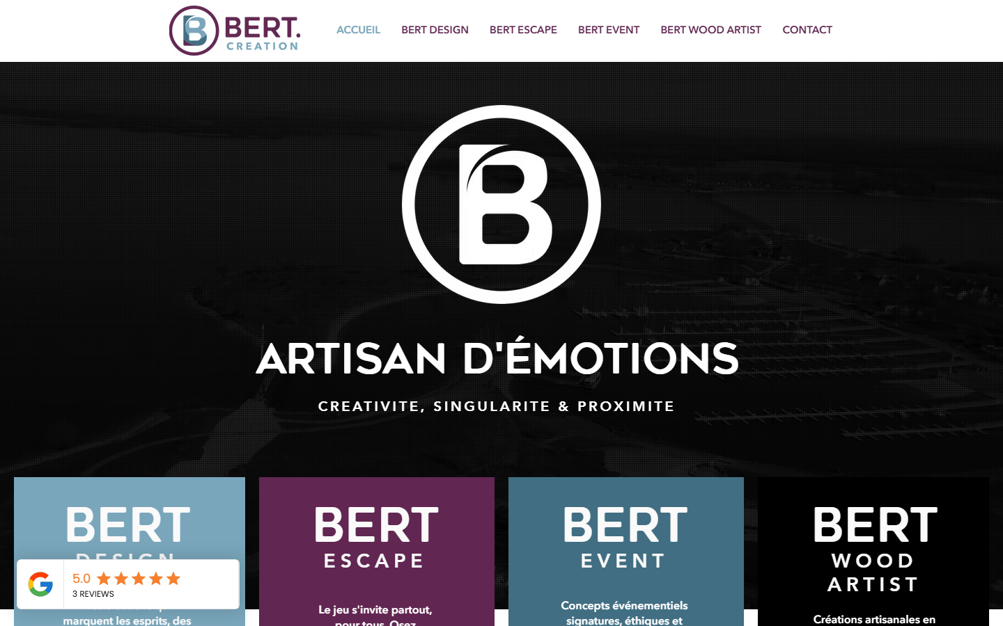 Aperçu du site de BERT CREATION