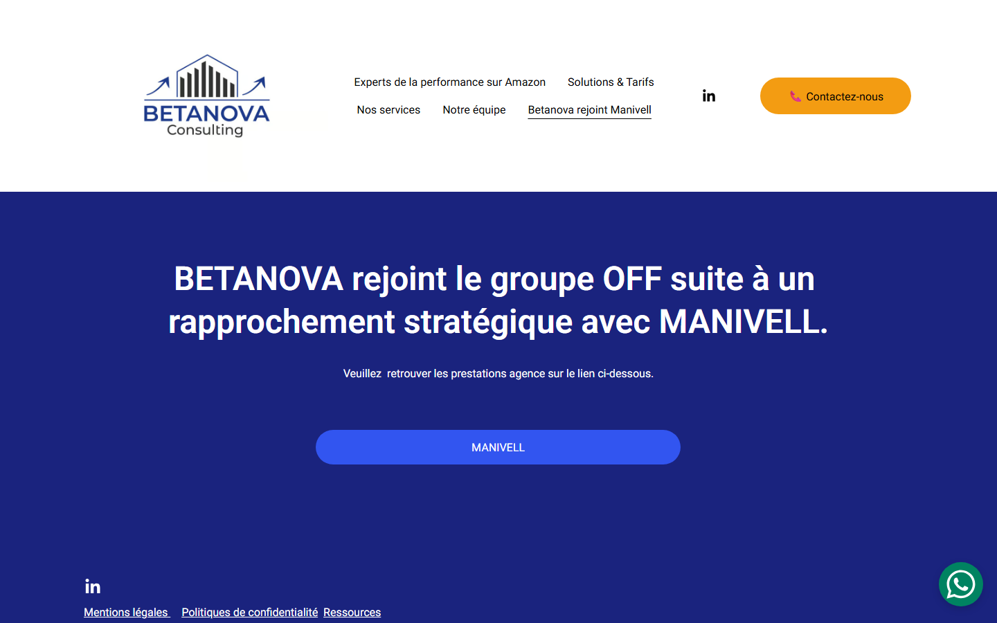 Aperçu du site de BETANOVA