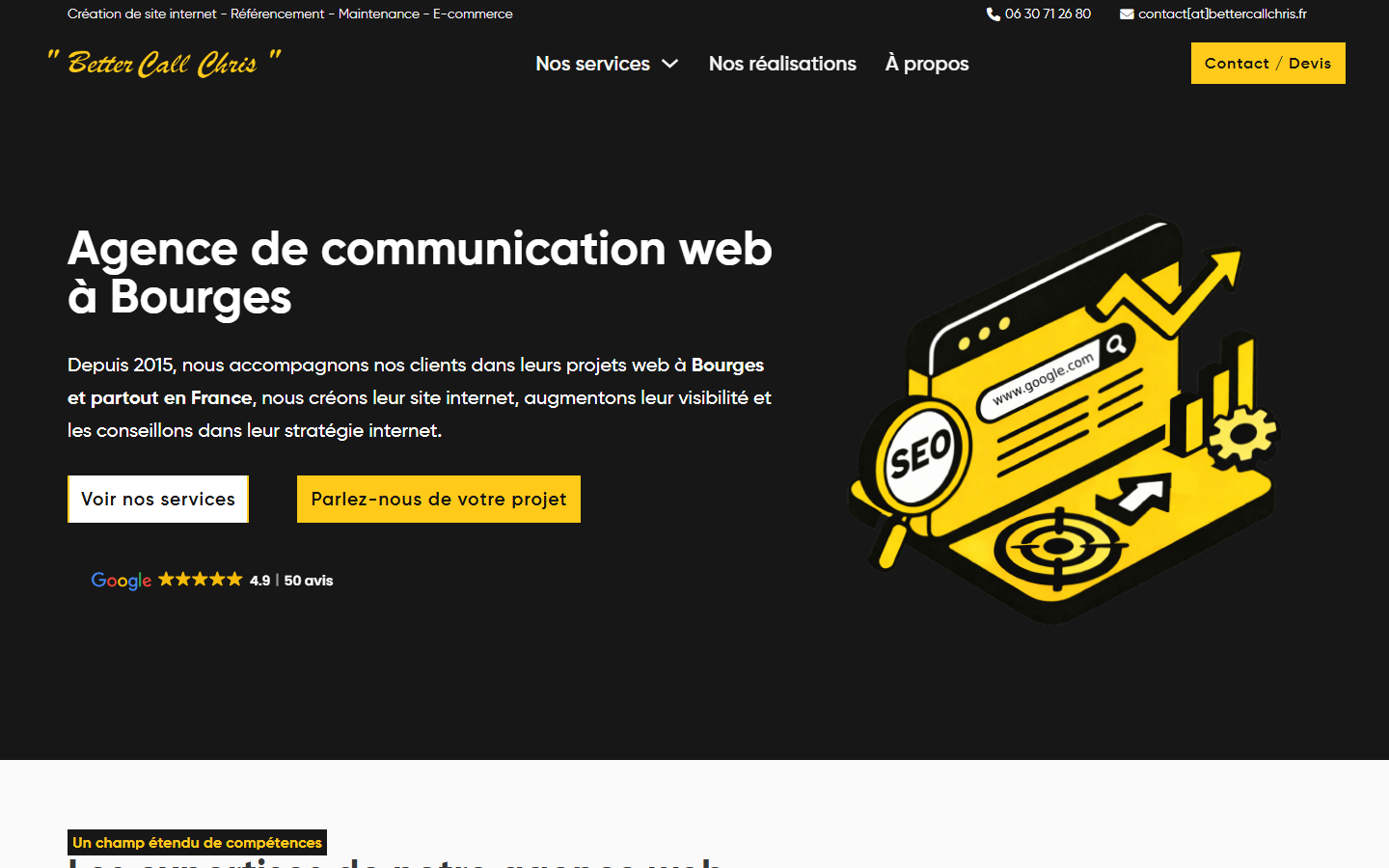 Aperçu du site de Better Call Chris