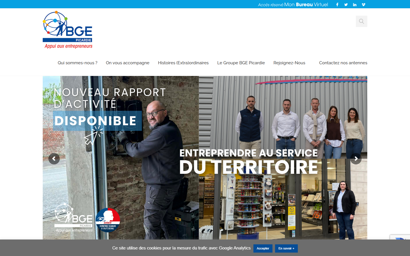 Aperçu du site de BGE Picardie