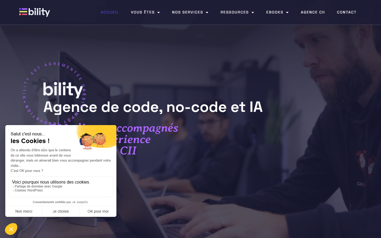 Aperçu du site de BILITY