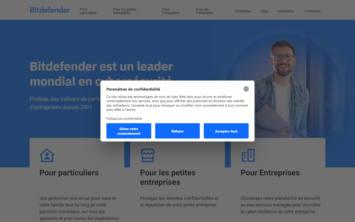 Aperçu du site de BITDEFENDER
