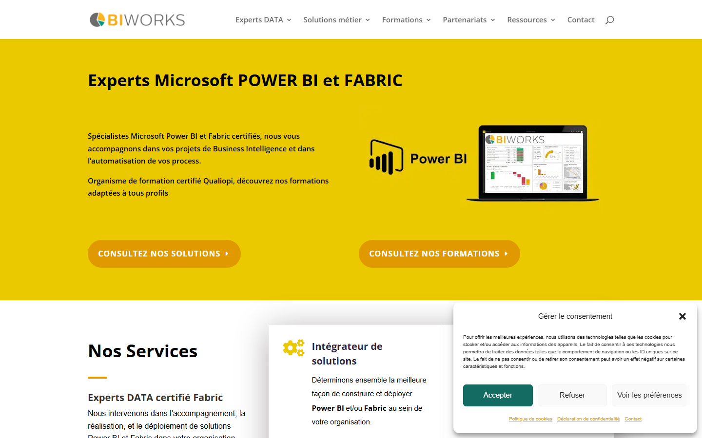 Aperçu du site de Biworks
