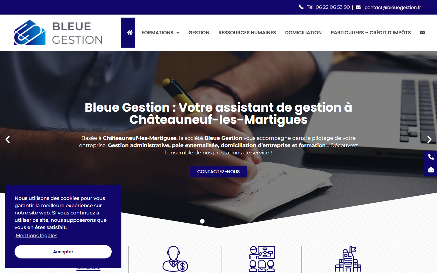 Aperçu du site de BLEUE GESTION
