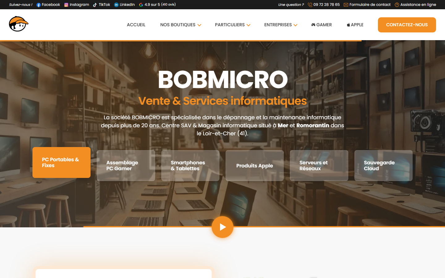 Aperçu du site de BOBMICRO Informatique et Multimédia