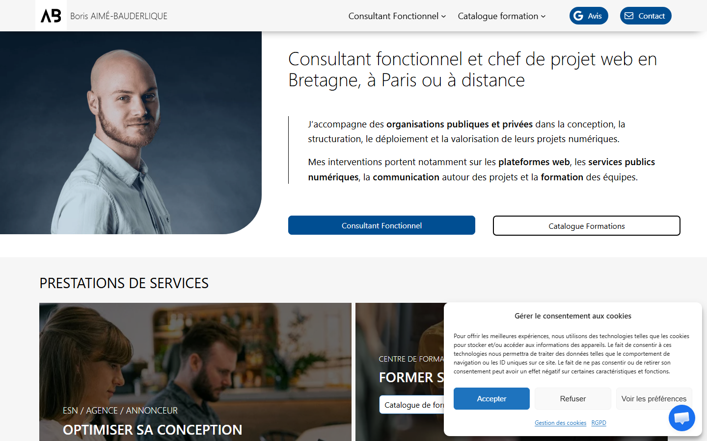 Aperçu du site de Boris AIME-BAUDERLIQUE