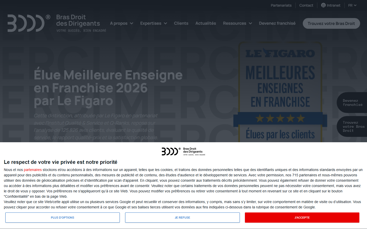Aperçu du site de Bras Droit des dirigeants