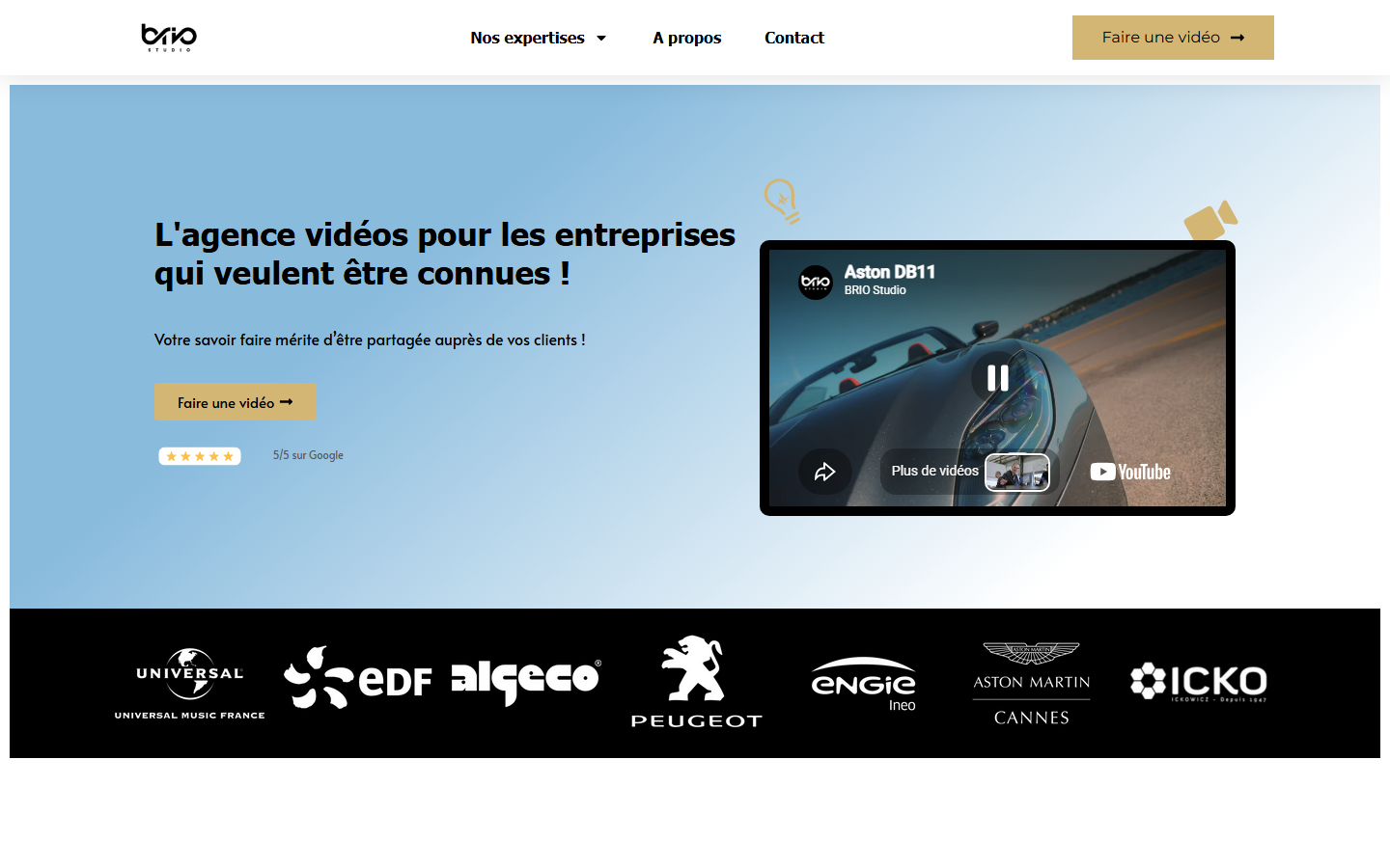 Aperçu du site de Brio Studio
