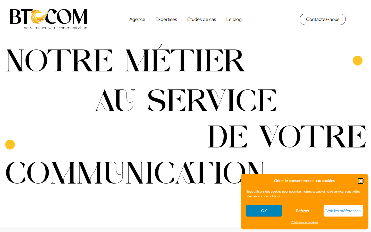 Aperçu du site de BT Communication