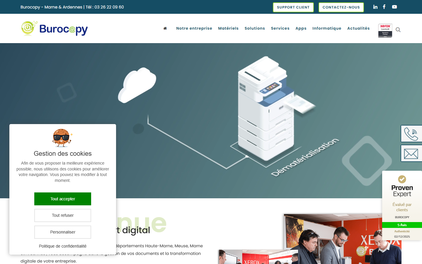Aperçu du site de BUROCOPY GE