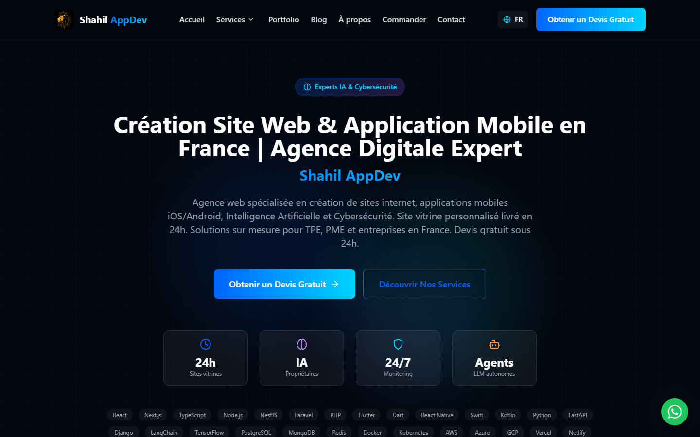 Aperçu du site de Shahil AppDev