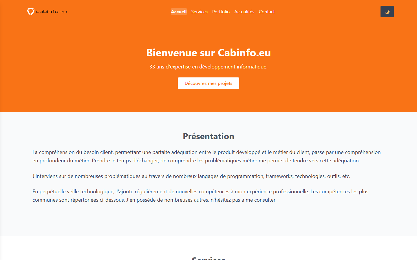 Aperçu du site de Cabinet d'études Informatiques Alain Deseine