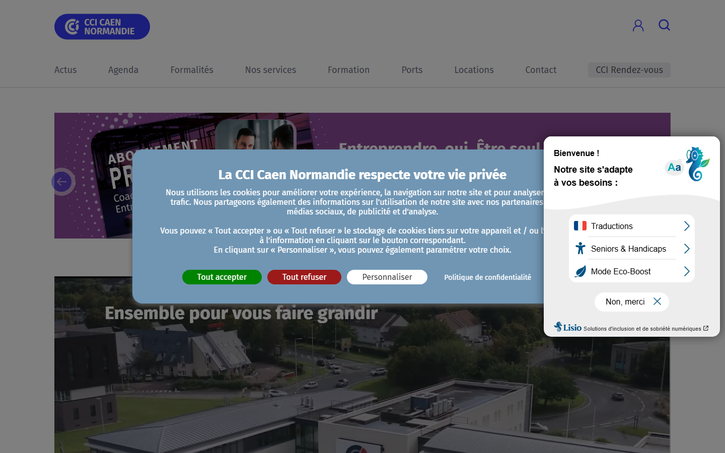 Aperçu du site de CHAMBRE DE COMMERCE ET D'INDUSTRIE TERRITORIALE CAEN NORMANDIE