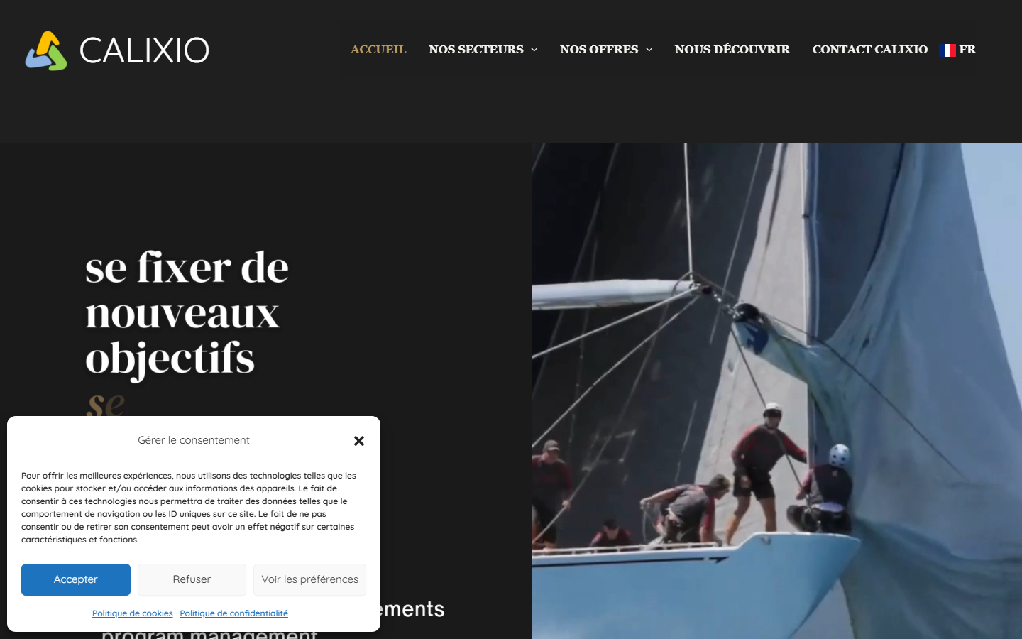 Aperçu du site de Calixio