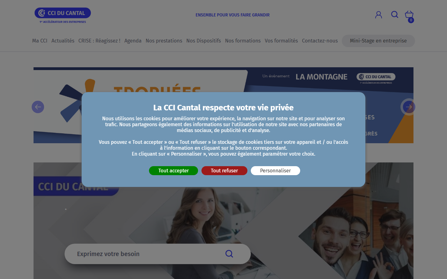 Aperçu du site de CHAMBRE DE COMMERCE ET D'INDUSTRIE TERRITORIALE DU CANTAL