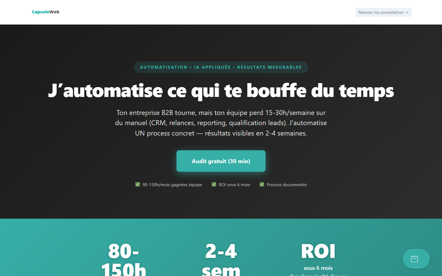 Aperçu du site de CAPSULEWEB
