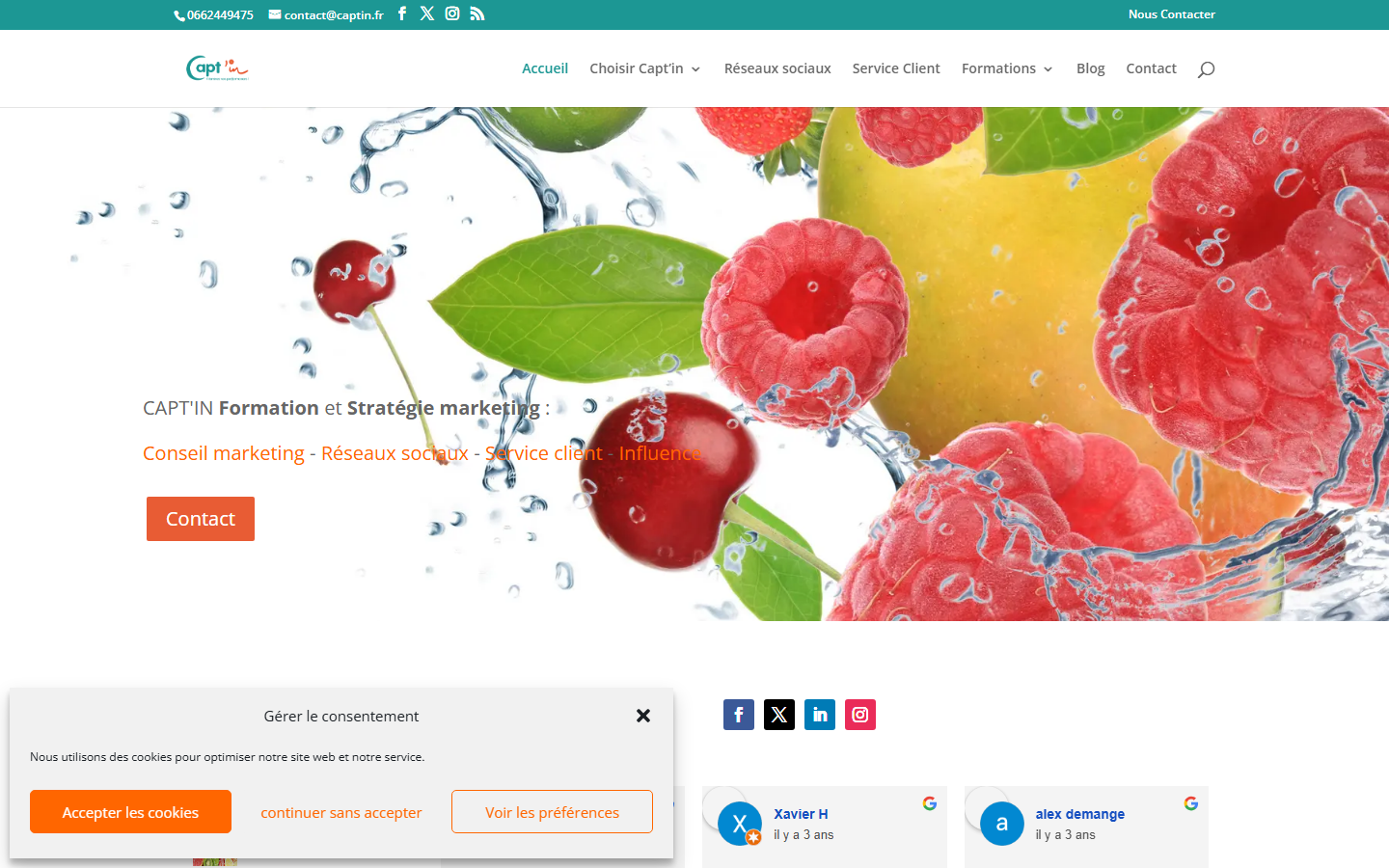 Aperçu du site de Capt'in