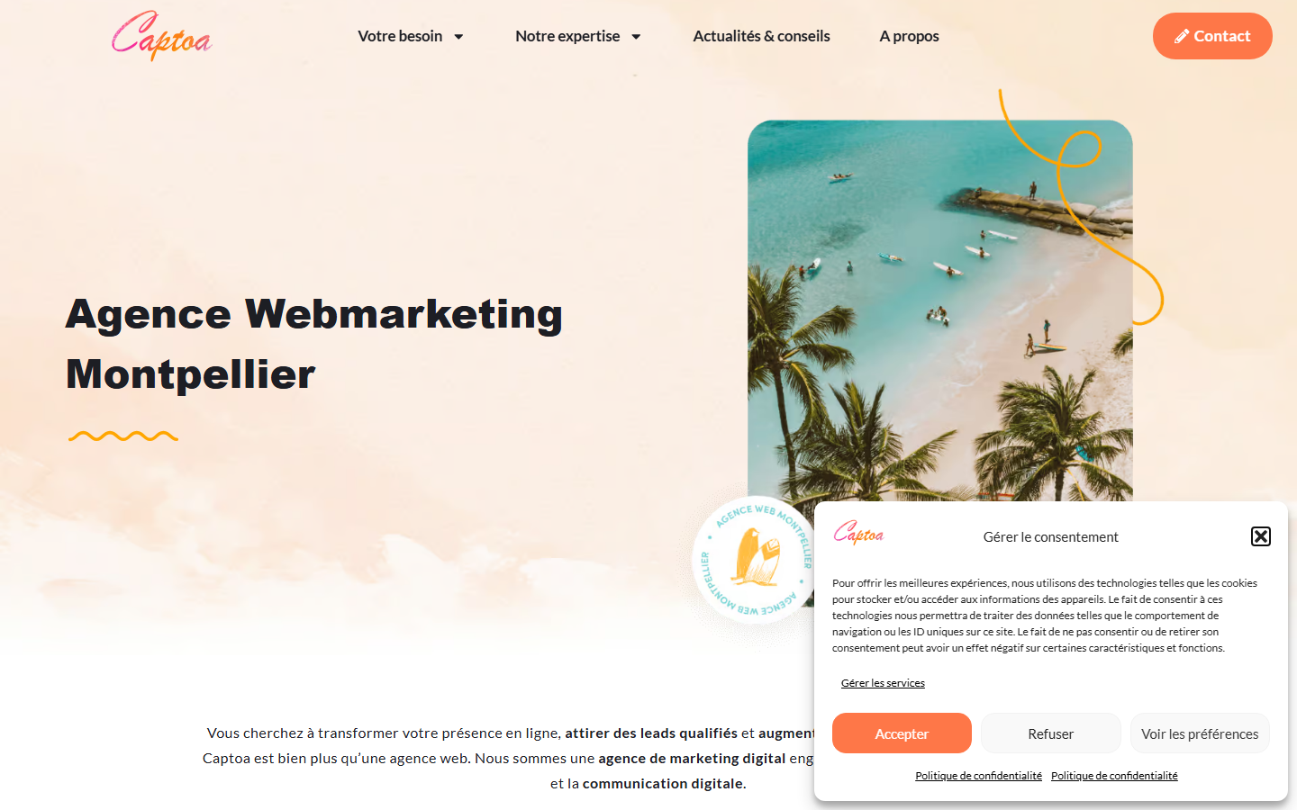 Aperçu du site de CAPTOA