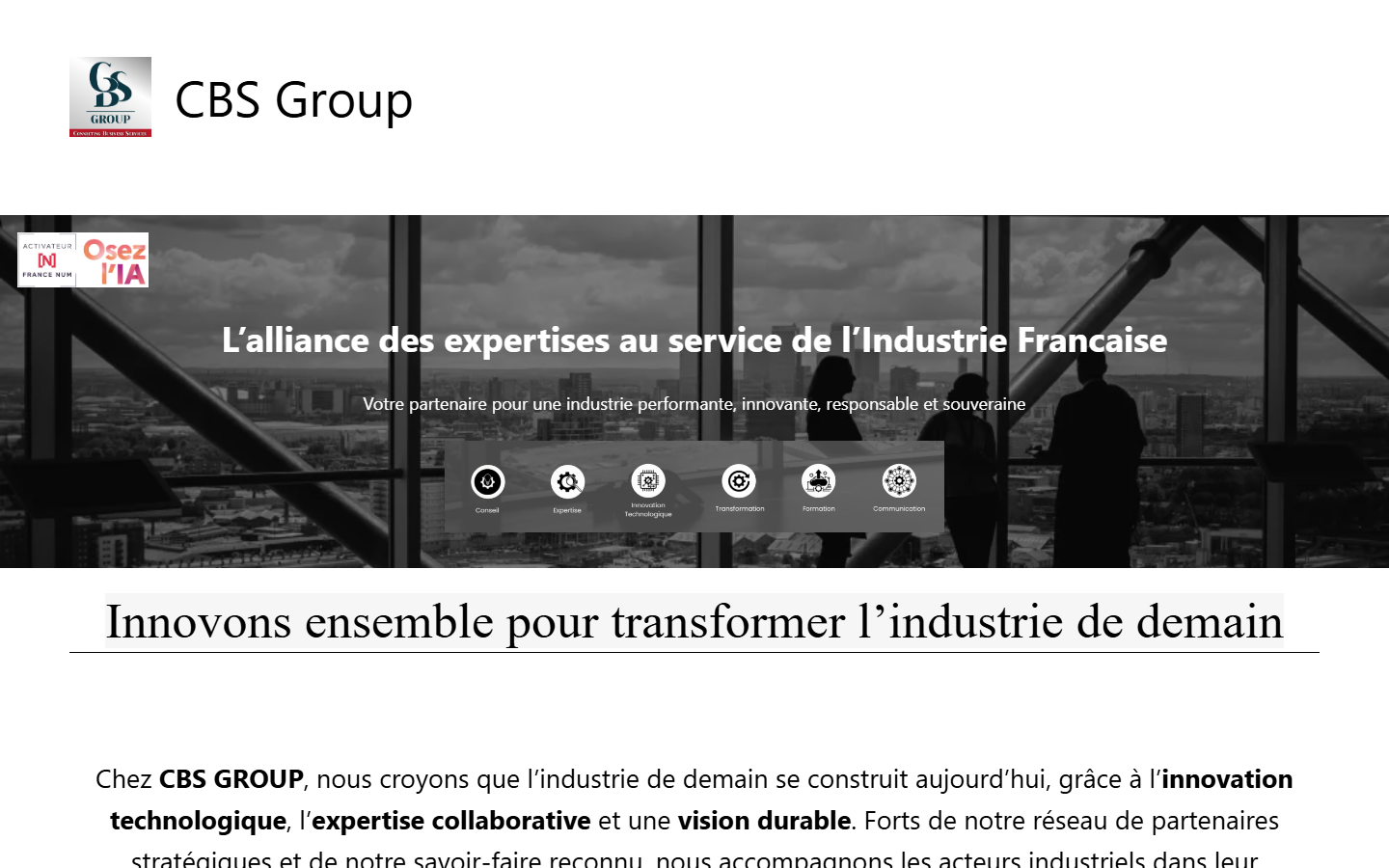 Aperçu du site de CBS GROUP