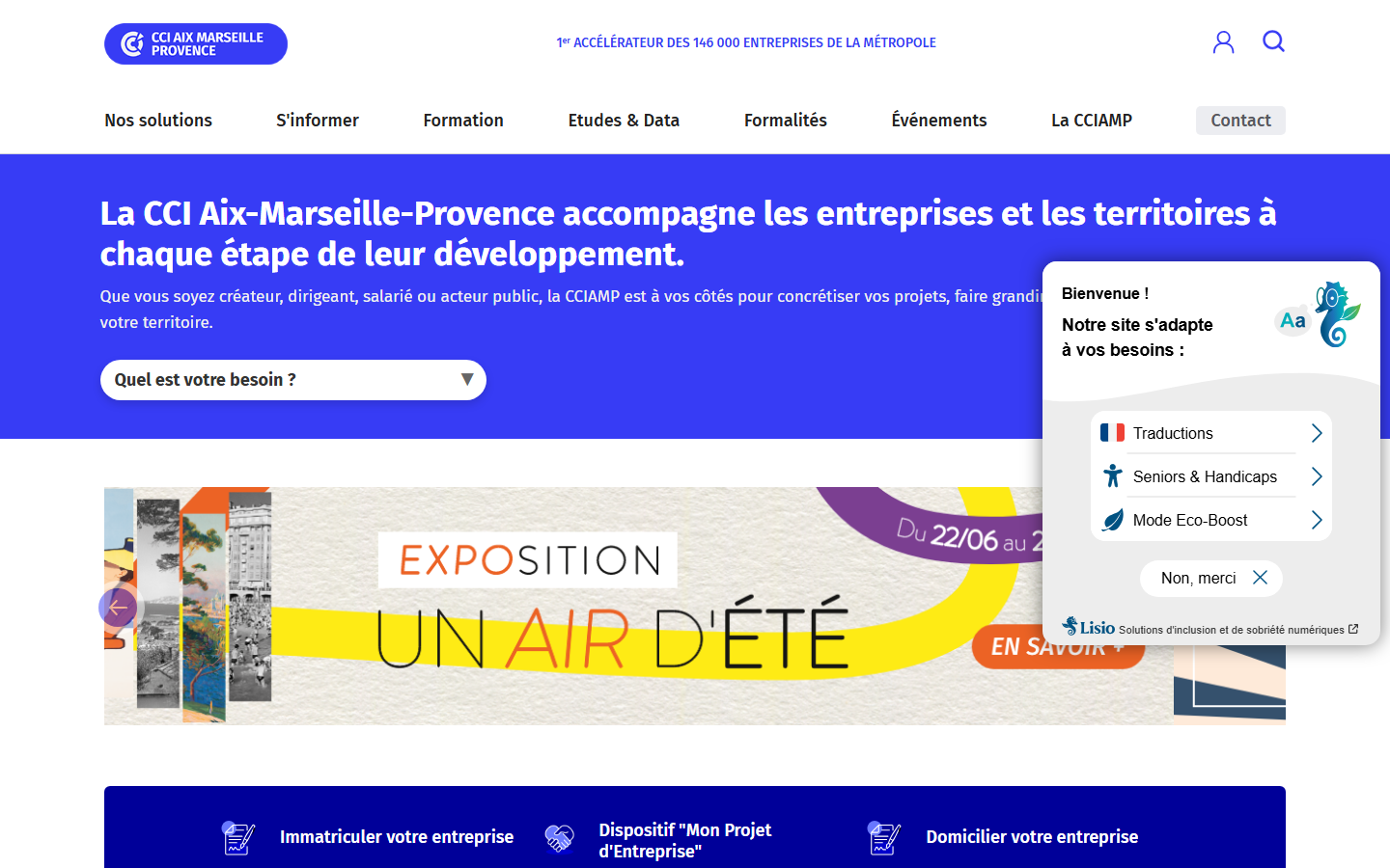 Aperçu du site de CHAMBRE DE COMMERCE ET D'INDUSTRIE METROPOLITAINE AIX-MARSEILLE-PROVENCE