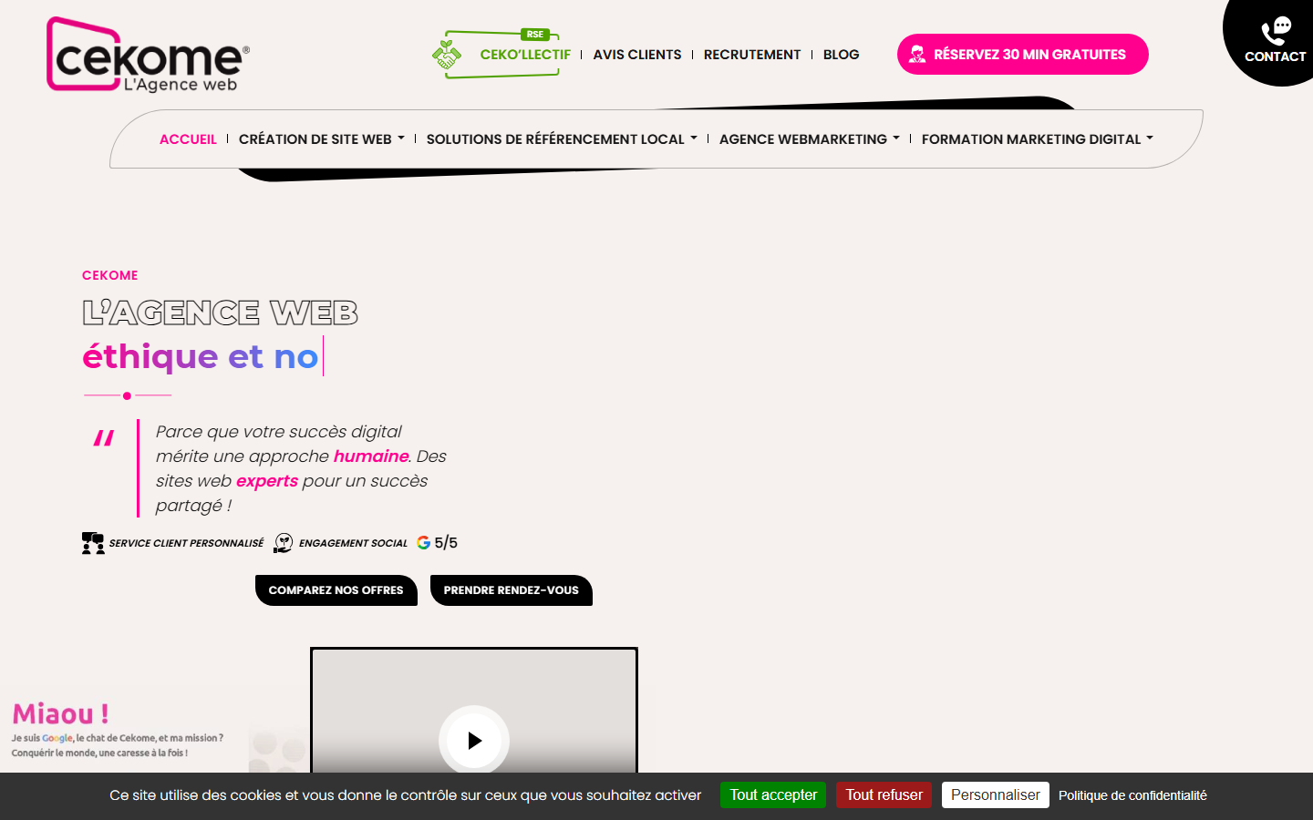 Aperçu du site de CEKOME