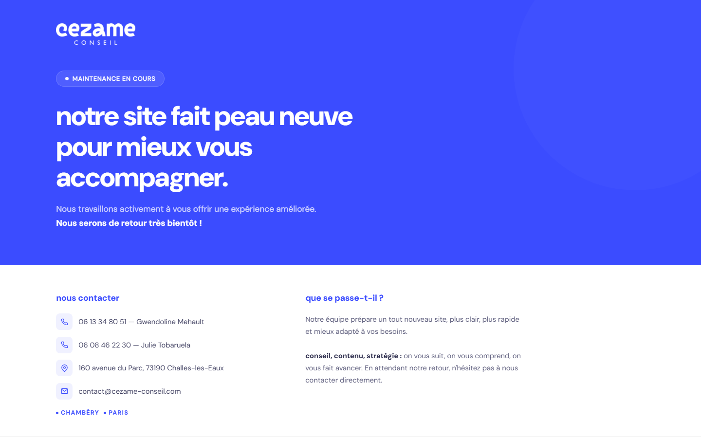 Aperçu du site de CEZAME CONSEIL