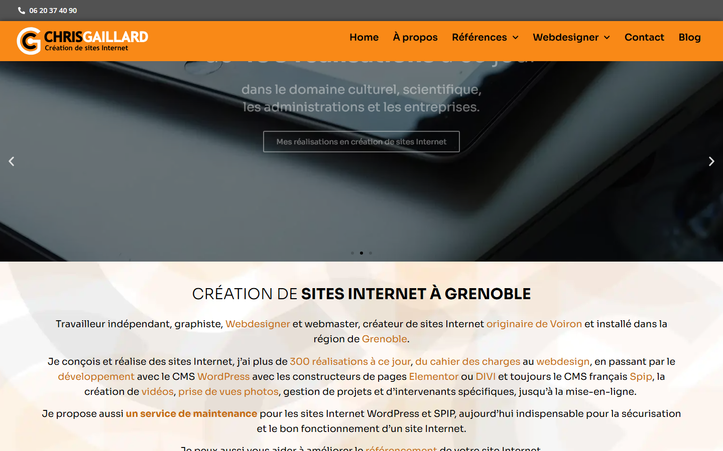 Aperçu du site de Chris Gaillard