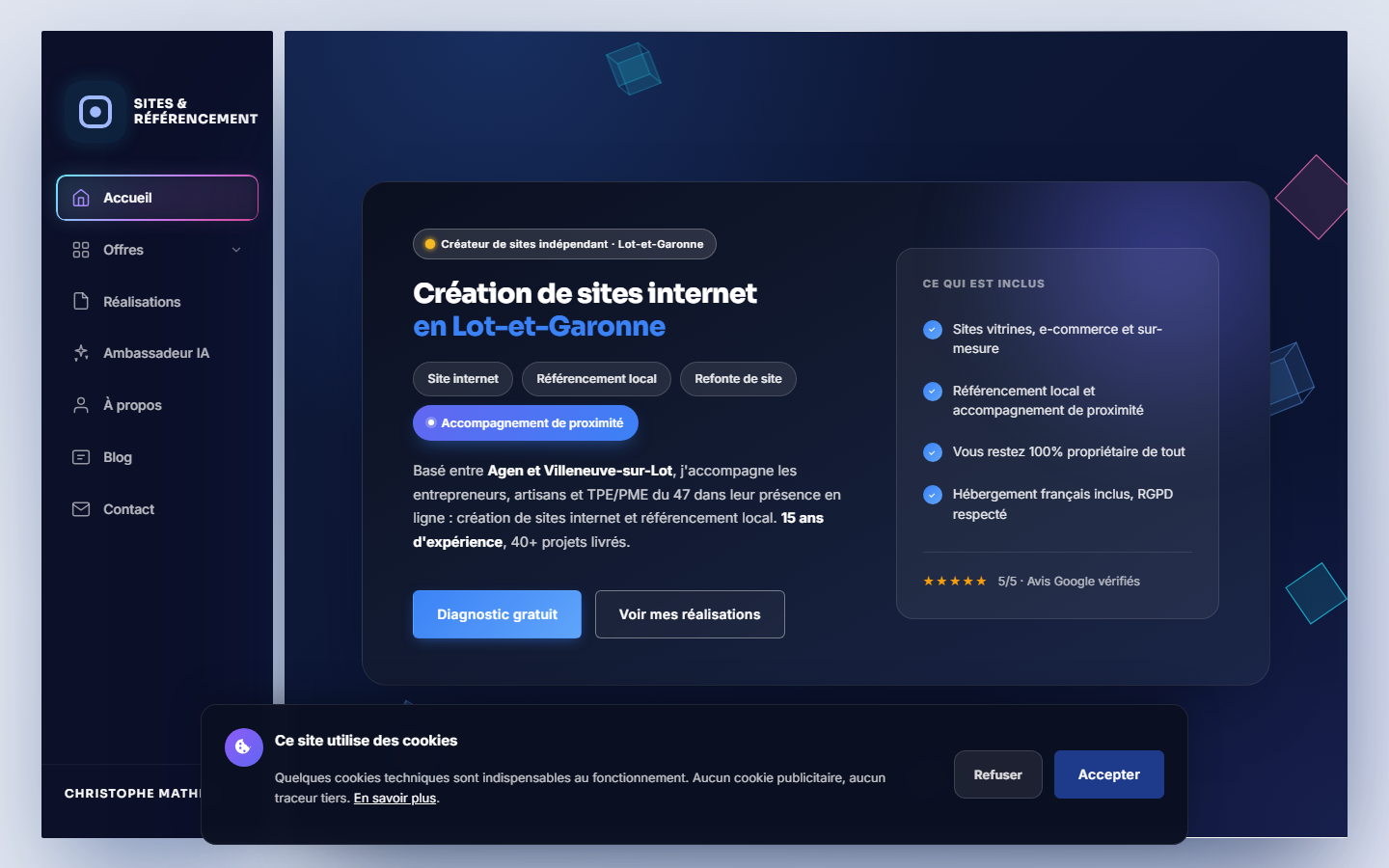 Aperçu du site de Christophe MATHIEU